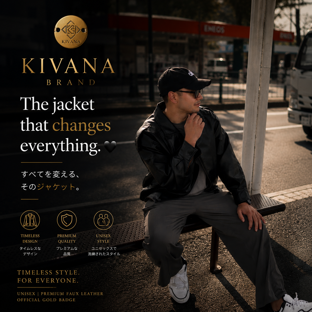 KIVANA Brand Unisex Black Leather Jacket