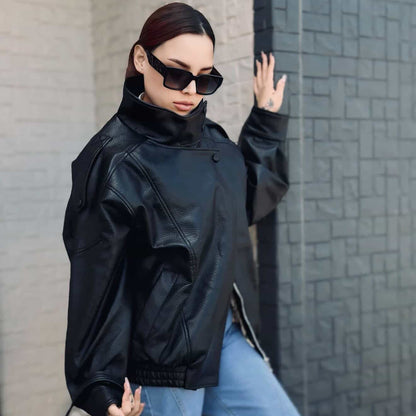KIVANA Brand  Unisex Black Leather Jacket