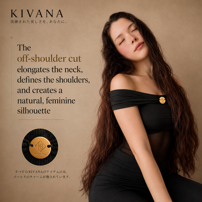 KIVANA Elegant Black Off-Shoulder All-in-One — Sheer Design